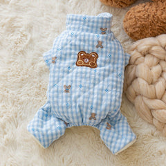 Blue Plaid Teddy Bear Dog Pajamas Outfit