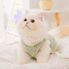 Cat Shirts Pink Cartoon Fur Neck Fleece Pet Tops