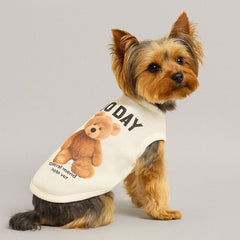 Dog Shirts Cartoon Bear Print Hoodless Padded Sweatshirt