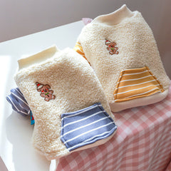 Dog Shirts Pocket Stripes Warm Sweater