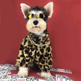 Dog Shirts Autumn and Winter Leopard Fur Cold-proof Handsome Clothes