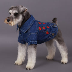 Dog Dresses Princess Strawberry Denim Vest Autumn