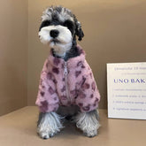 Dog Shirts Cute Fall/Winter Schnauzer French Bichon Teddy Pink Leopard Print Fur Coat