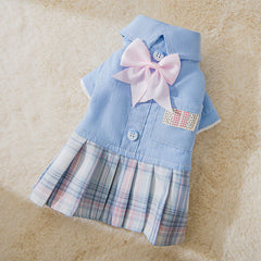 Dog Dresses Blue Plaid JK Pet Skirt