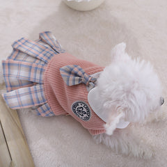 Dress of Dog Cute Warm School Princess Plaid Skirt