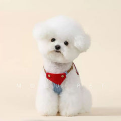 Denim spit cloth, chest and back traction leash