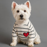Dog Shirts White Stripe Heart Pet Tops