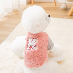Dog Shirts Pink Cartoon Rabbit Fleece Pet Tops