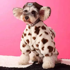 Dog Shirts Autumn and Winter Medium Dog Thickened Warm Caramel Love Fur Clothes