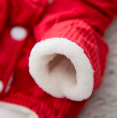 Dog Hoodie Red Winter Christmas Cotton Jumpsuit