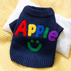 Colorful Letter Dog Sweater with Smile Design