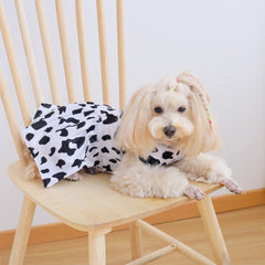 Cow Print Dog Clothes Set with Dress and Vest
