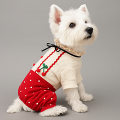 Christmas Dresses for Dogs Red Cherry Autumn Cute Puppy Jumpsuit