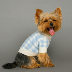 Dog Dresses Blue Plaid Pet Warm Sweater