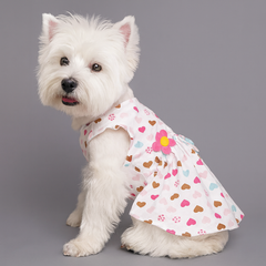 Dog Dress Cute Cartoon Print Beach Dress