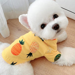 Dog Shirts Pineapple Print Yellow Pet Clothes