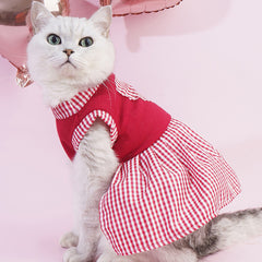 Red Gingham Dog Dress with Heart Patch