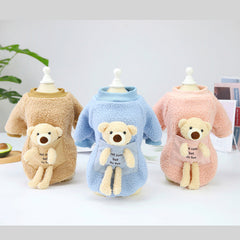Dog Shirts Winter Back Bear Teddy Pet Fleece Tops