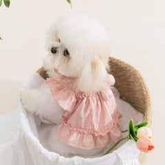 Pink Ruffle Dog Dress with Cute Bow