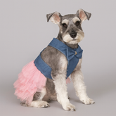 Dog Dress Striped Suspender Lovely Mesh Skirt