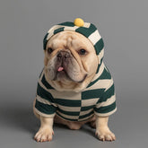 Dog Hoodie Stretch Striped Buldog