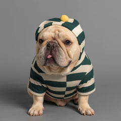 Dog Hoodie Stretch Striped Buldog