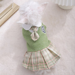 Dress of Dog Cute Warm School Princess Plaid Skirt
