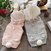Dog Hoodie Pink Teddy Winter Lovely Pet Bow Jumpsuit