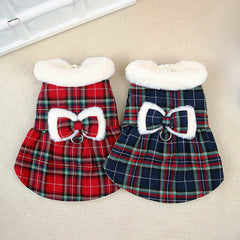 Dog Dress Cute Lady Red Plaid Cotton Top