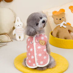Dog Dress Comfortable Teddy Fleece Vest with Open Buttons