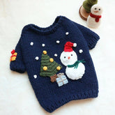 Xmas Dresses for Dogs Autumn Embroidered Tree Snowman Sweater