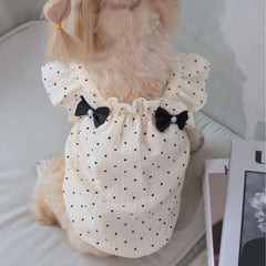 Polka Dot Dog Dress with Black Bows