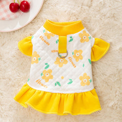 Dog Dresses Sunflower Yellow Pet Leshes Lucky Shirts