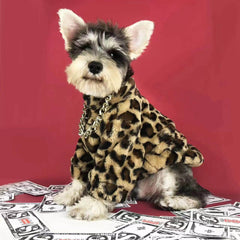 Dog Shirts Autumn and Winter Leopard Fur Cold-proof Handsome Clothes
