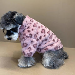 Dog Shirts Cute Fall/Winter Schnauzer French Bichon Teddy Pink Leopard Print Fur Coat