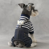 Dog Shirts Blue Stripe Bichon Hiromi Four-legged Jumpsuit