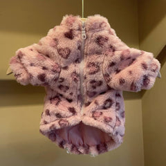 Dog Shirts Cute Fall/Winter Schnauzer French Bichon Teddy Pink Leopard Print Fur Coat