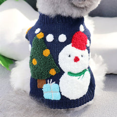Dog Shirts Pet Autumn Embroidered Tree Snowman Sweater