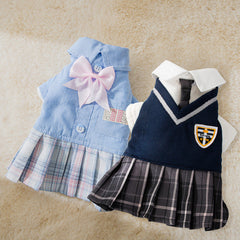 Dog Dresses Blue Plaid JK Pet Skirt
