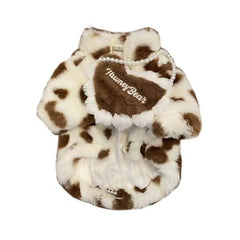 Dog Shirts Autumn and Winter Medium Dog Thickened Warm Caramel Love Fur Clothes