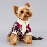 Dog Shirts Blue Plaid Lapel Dog Tops