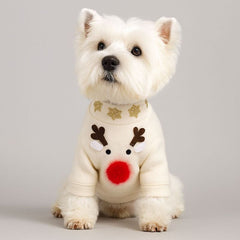 Dog Shirts White Woolen Autumn Winter Coat Big Nose Elk