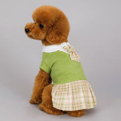 Dress of Dog Cute Warm School Princess Plaid Skirt