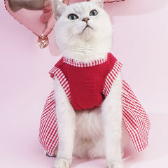 Red Gingham Dog Dress with Heart Patch