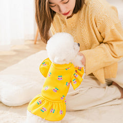 Dog Dress Yellow Flower Print Cat Princess Pet Skirt