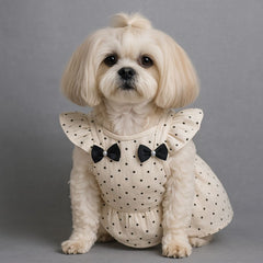 Polka Dot Dog Dress with Black Bows
