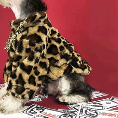 Dog Shirts Autumn and Winter Leopard Fur Cold-proof Handsome Clothes