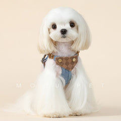 Denim spit cloth, chest and back traction leash