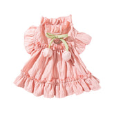 Pink Ruffle Dog Dress with Cute Bow