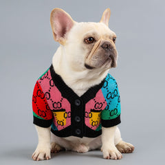Dog Shirts Green Cardigan Brand Stitching Sweater